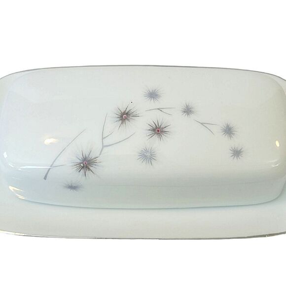 Vintage Creative Platinum Starburst Fine China 1014 Butter Dish 1950's - Picture 4 of 7